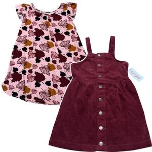 Cat & Jack Corduroy Jumper 6/6X w/ Dot Dot Smile Dress Size 7